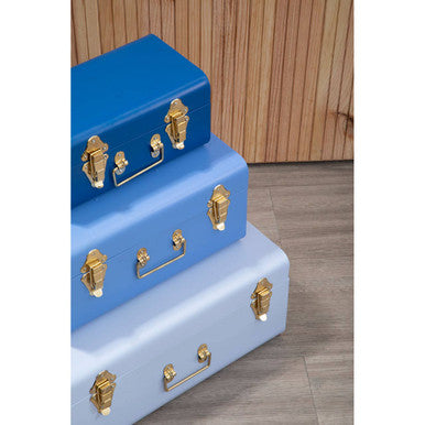Parley Set Of Three Assorted Blue Storage Trunks