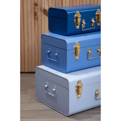 Parley Set Of Three Assorted Blue Storage Trunks