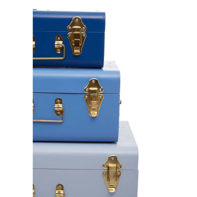 Parley Set Of Three Assorted Blue Storage Trunks