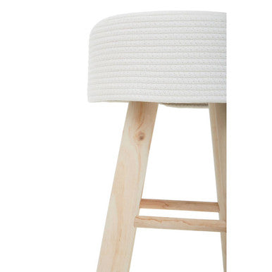 Lentigo White Cotton Rope Stool