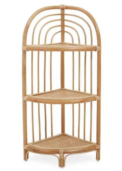 Mataram Three Tier Natural Rattan Corner Shelf Unit