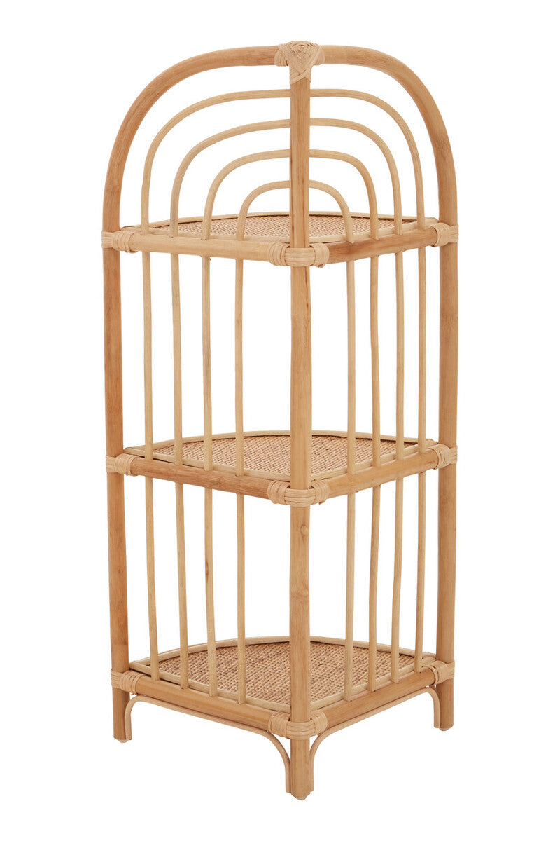 Mataram Three Tier Natural Rattan Corner Shelf Unit