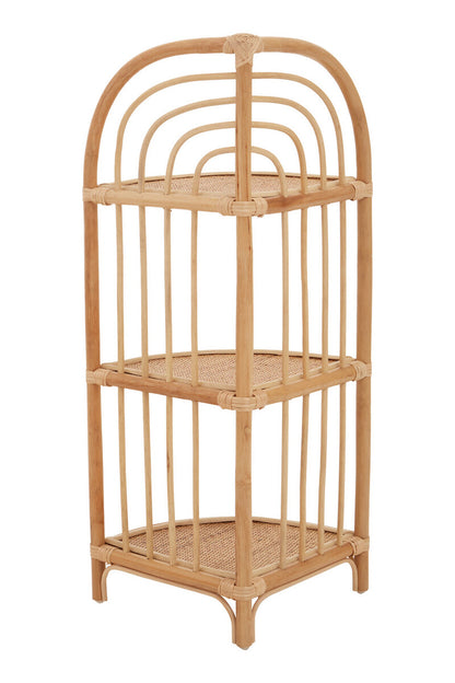 Mataram Three Tier Natural Rattan Corner Shelf Unit