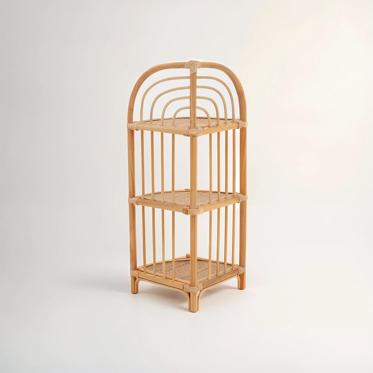 Mataram Three Tier Natural Rattan Corner Shelf Unit