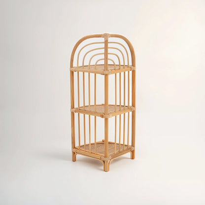 Mataram Three Tier Natural Rattan Corner Shelf Unit
