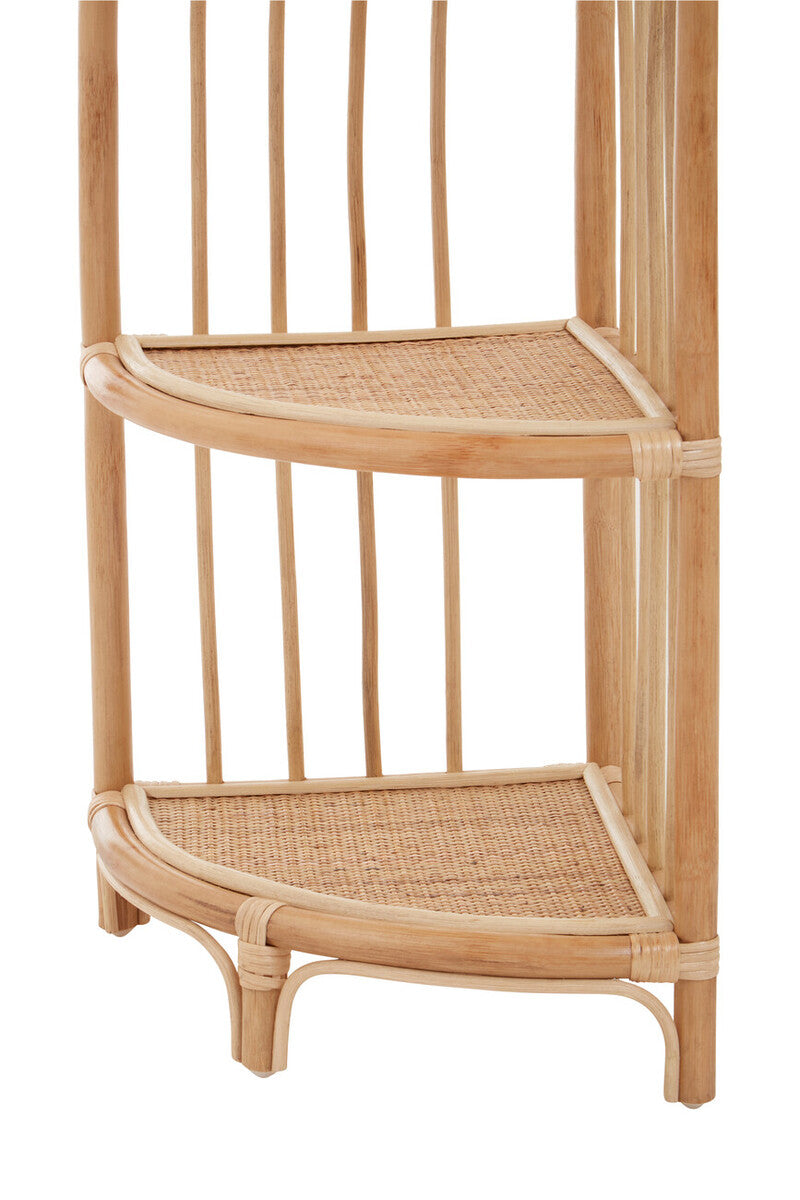 Mataram Three Tier Natural Rattan Corner Shelf Unit
