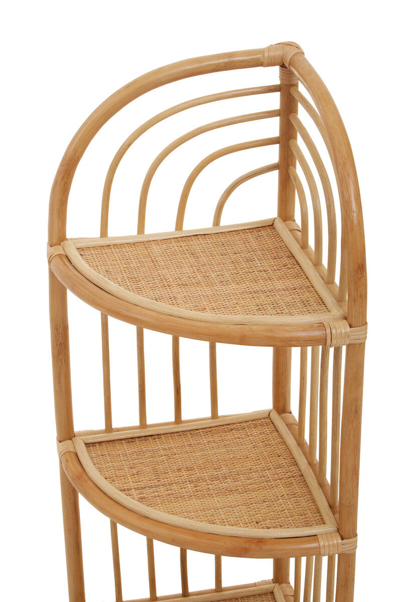 Mataram Three Tier Natural Rattan Corner Shelf Unit