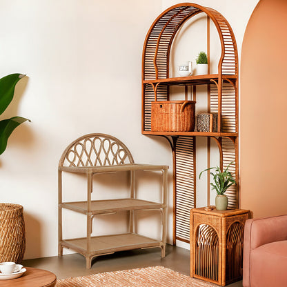 Mataram Three Tier Natural Rattan Shelf Unit