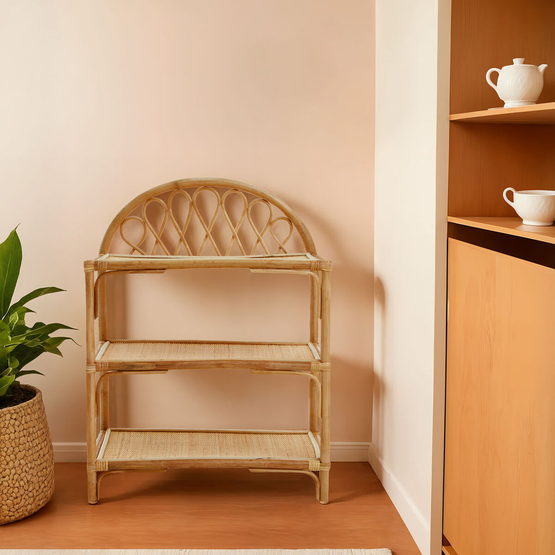 Mataram Three Tier Natural Rattan Shelf Unit