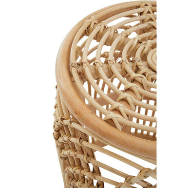 Natural Rattan Side Table with Cutout Arched Pattern, Mataram