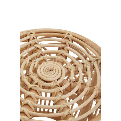 Natural Rattan Side Table with Cutout Arched Pattern, Mataram