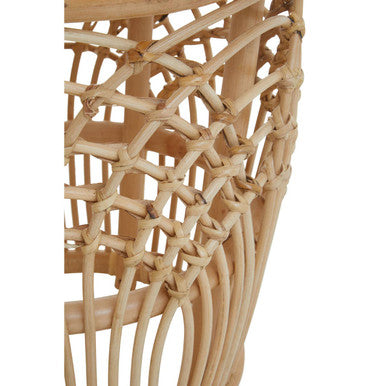 Natural Rattan Side Table with Cutout Arched Pattern, Mataram