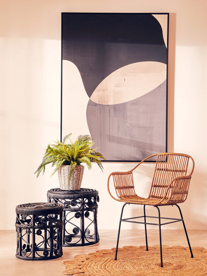 Mataram Set Of Two Black Natural Rattan Tables