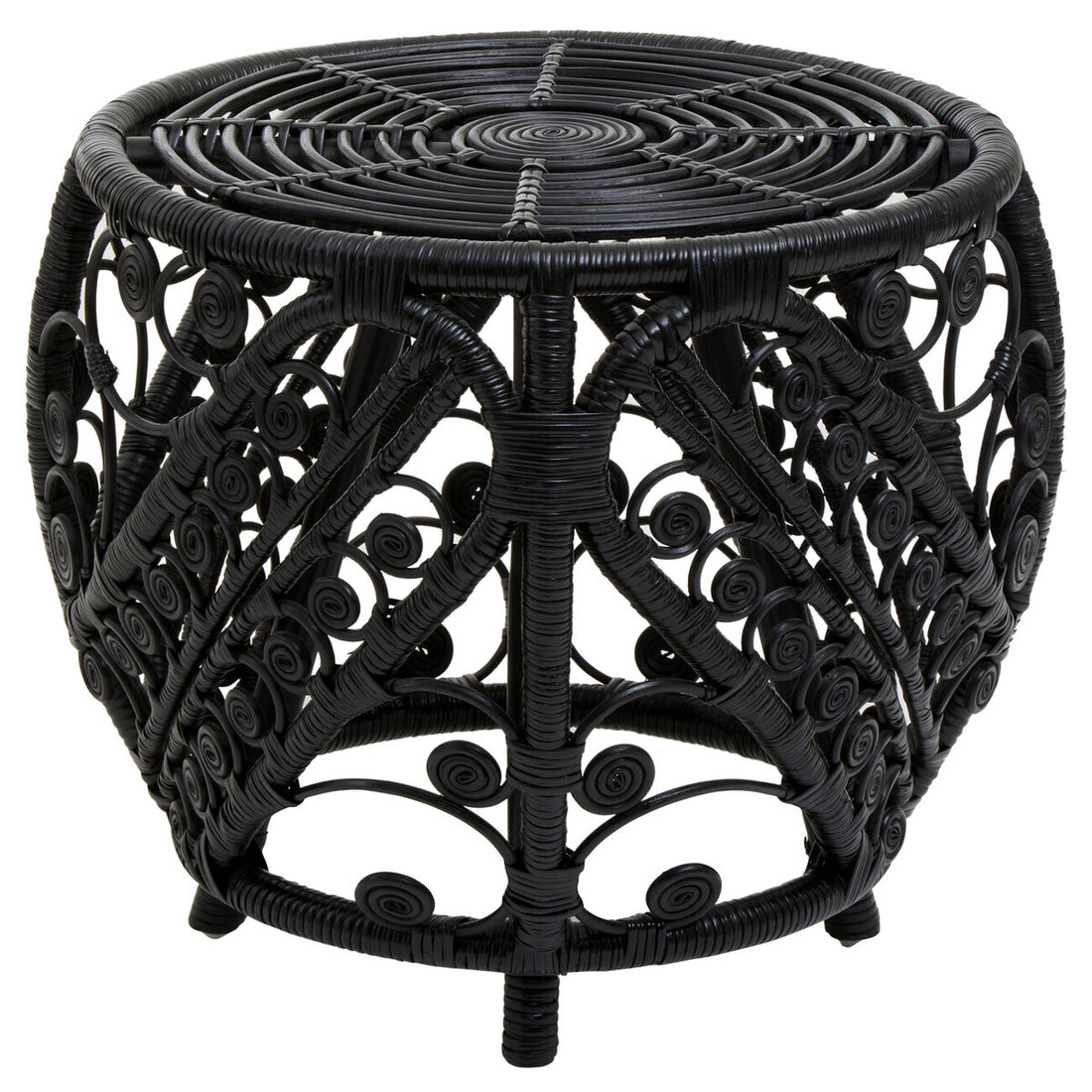 Mataram Black Natural Rattan Side Table