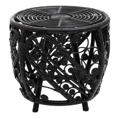 Mataram Black Natural Rattan Side Table