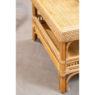 Natural Rattan Coffee Table with Tight Weave Lower Shelf, Mataram