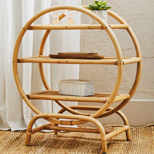 Mataram Natural Rattan 3 Tier Round Shelf Unit