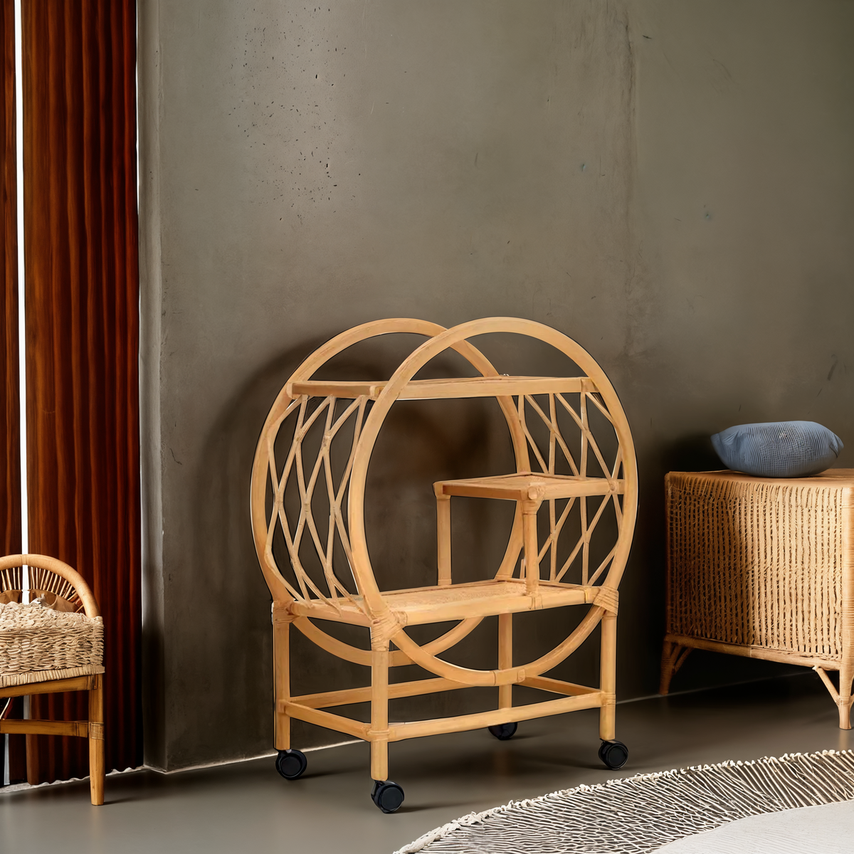 Mataram Rattan Bar Trolley