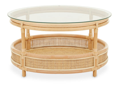 Mataram Rattan Coffee Table With Glass Top
