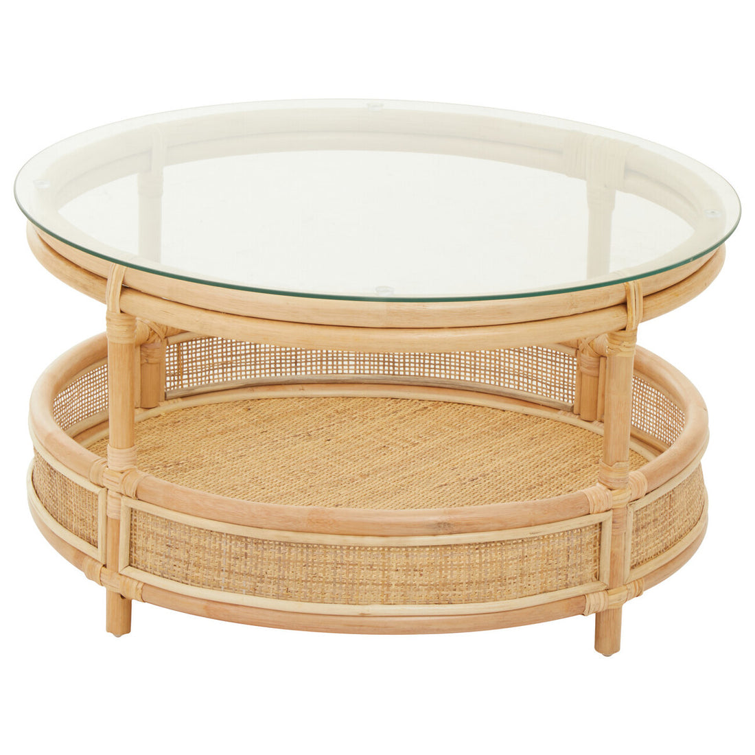 Mataram Rattan Coffee Table With Glass Top