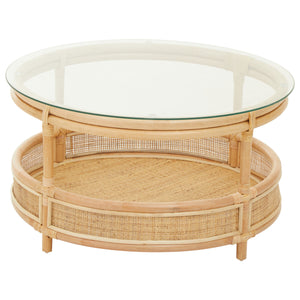 Mataram Rattan Coffee Table With Glass Top