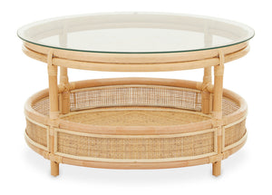 Mataram Rattan Coffee Table With Glass Top