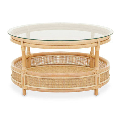 Mataram Rattan Coffee Table With Glass Top