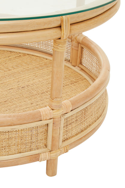 Mataram Rattan Coffee Table With Glass Top