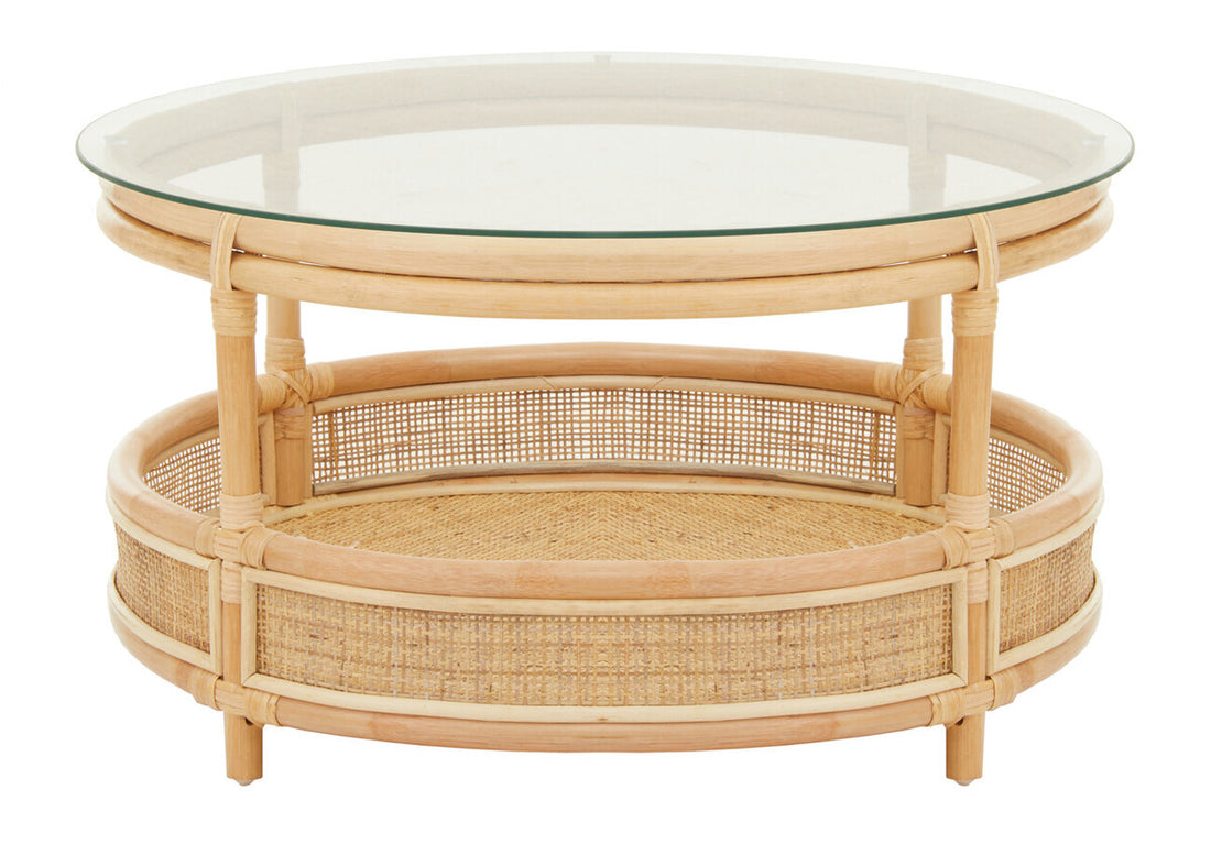 Mataram Rattan Coffee Table With Glass Top