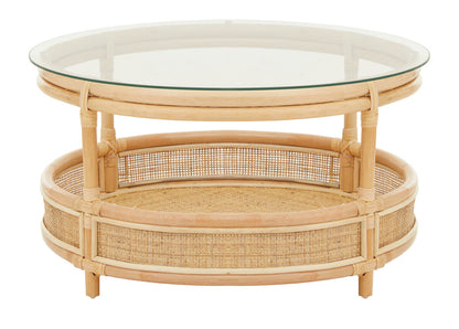 Mataram Rattan Coffee Table With Glass Top