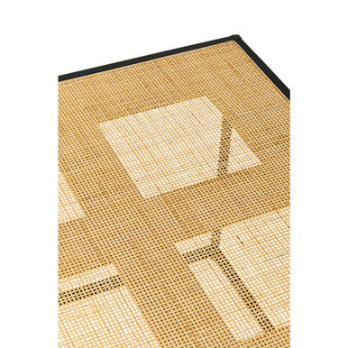 Natural Rattan Top and Black Metal Coffee Table, Depok