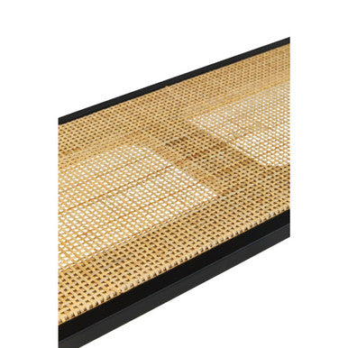 Depok Two Tier Rattan And Metal Wall Shelf