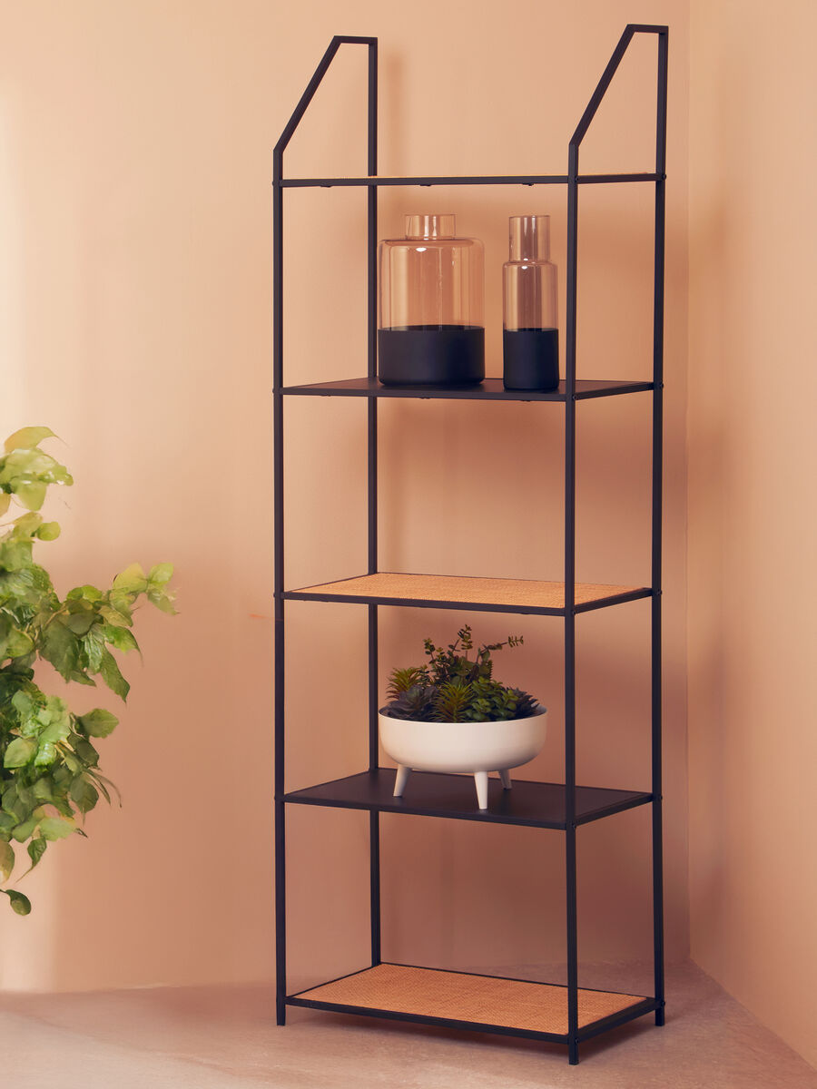 Depok Rattan And Metal Five Tier Shelf Unit