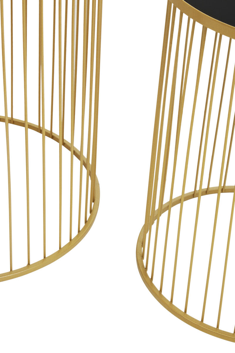 Avento Set Of Two Black And Gold Side Tables