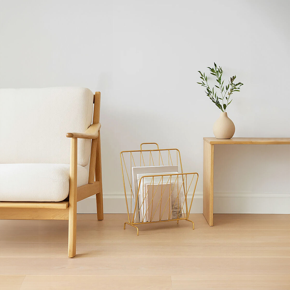 Avento Gold Finish Magazine Rack