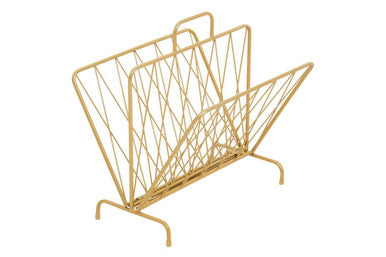 Avento Gold Finish Two Pocket Magazine Rack