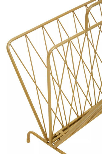 Avento Gold Finish Two Pocket Magazine Rack