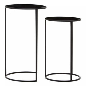 Avento Set Of Two Round Black Plant Stands