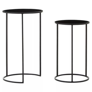 Avento Set Of Two Round Black Plant Stands