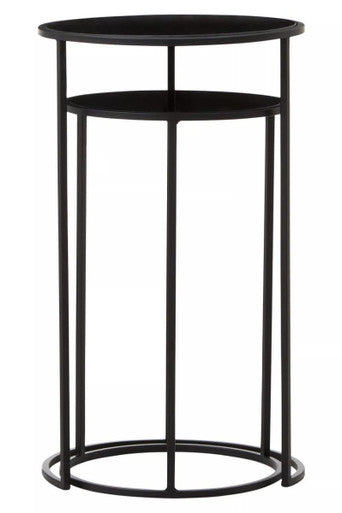 Avento Set Of Two Round Black Plant Stands