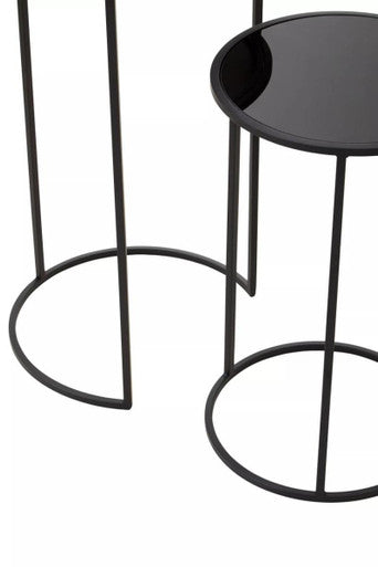 Avento Set Of Two Round Black Plant Stands