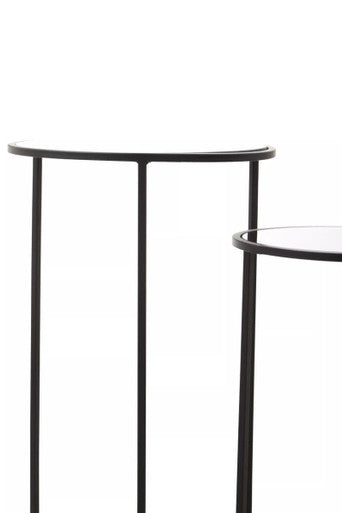 Avento Set Of Two Round Black Plant Stands