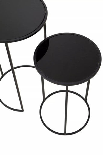 Avento Set Of Two Round Black Plant Stands