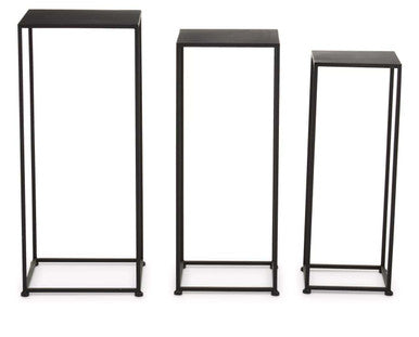 Avento Set Of Three Square Black Plant Stands