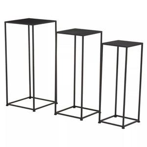 Avento Set Of Three Square Black Plant Stands