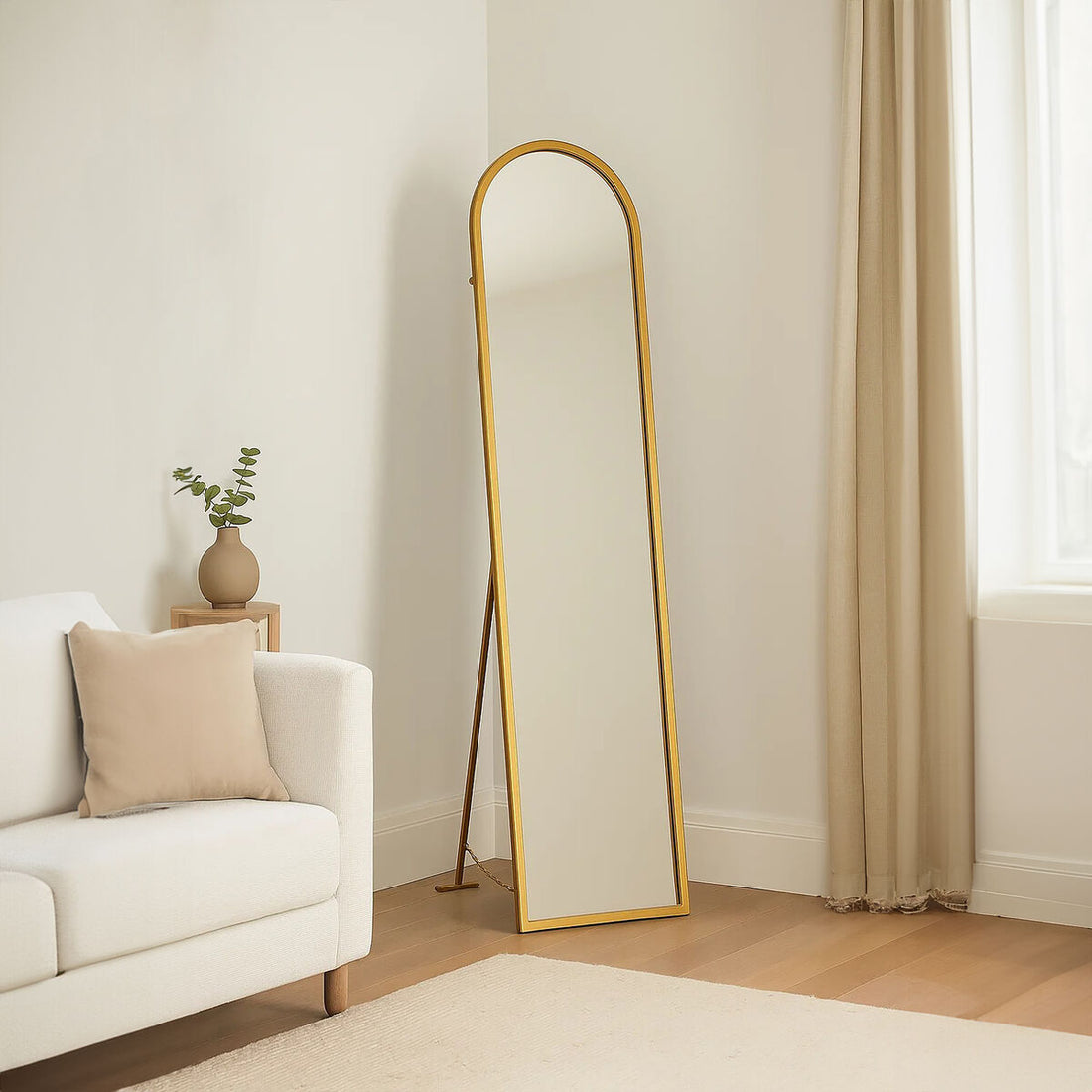 Avento Gold Finish Floor Mirror