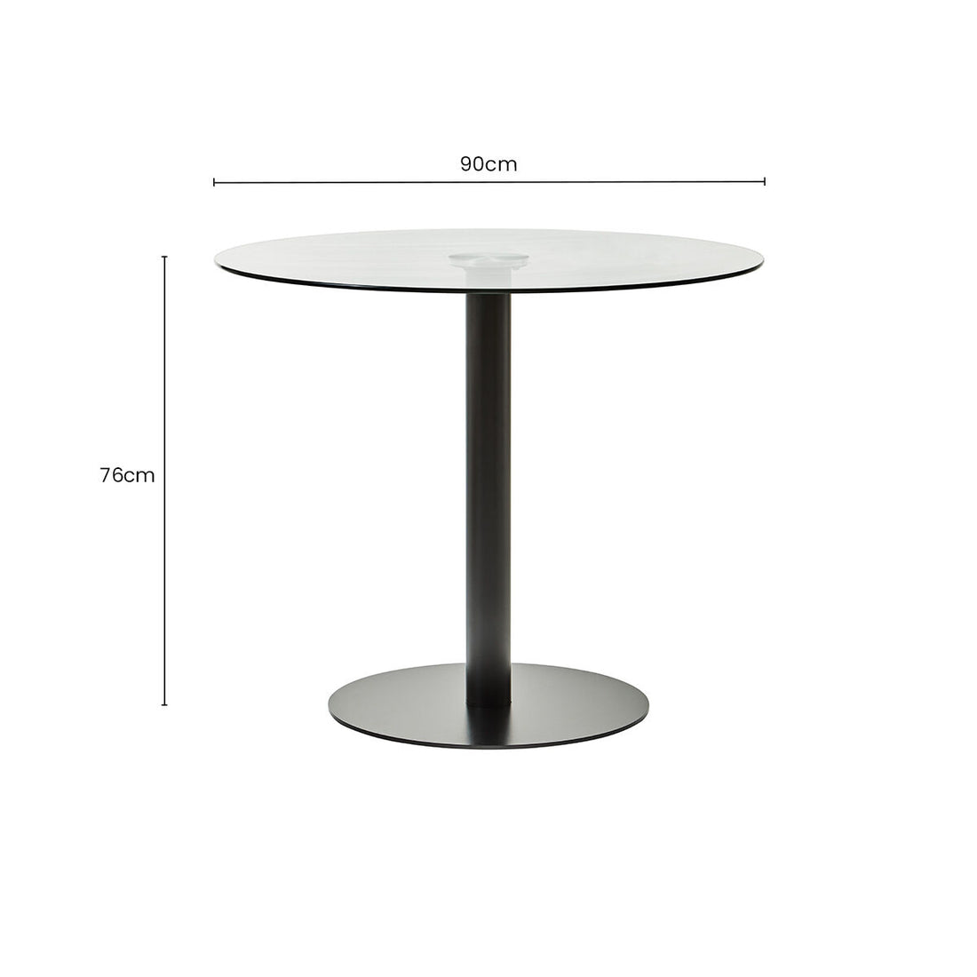 Matt Black Steel and Glass Top Round Dining Table, Metropolitan