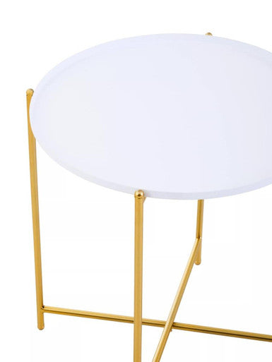 Trosa White and Gold Side Table