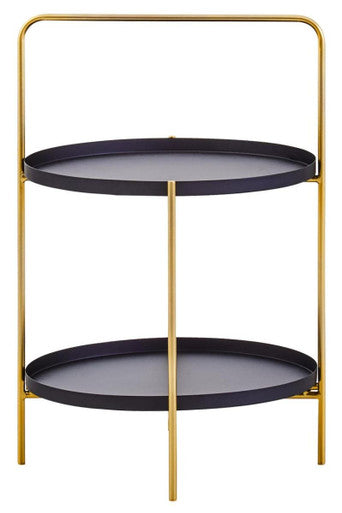 Trosa Two Tier Black And Gold Side Table