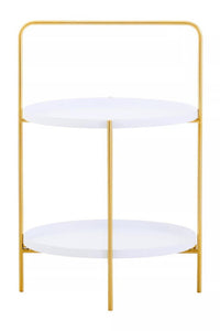 Trosa Two Tier White And Gold Side Table